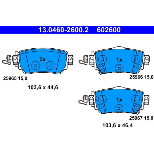Sada brzdových platničiek kotúčovej brzdy ATE 13.0460-2600.2