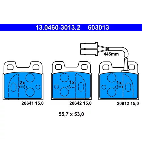 Sada brzdových platničiek kotúčovej brzdy ATE 13.0460-3013.2