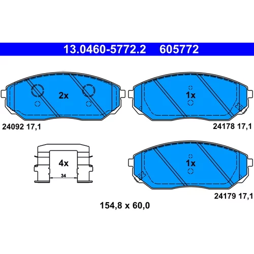 Sada brzdových platničiek kotúčovej brzdy ATE 13.0460-5772.2