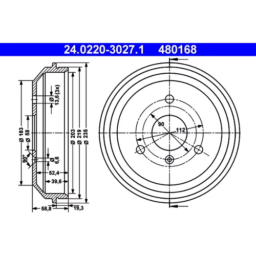 Brzdový bubon ATE 24.0220-3027.1