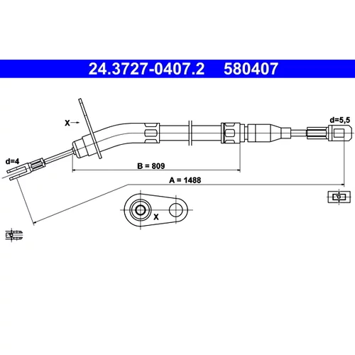 Ťažné lanko parkovacej brzdy ATE 24.3727-0407.2