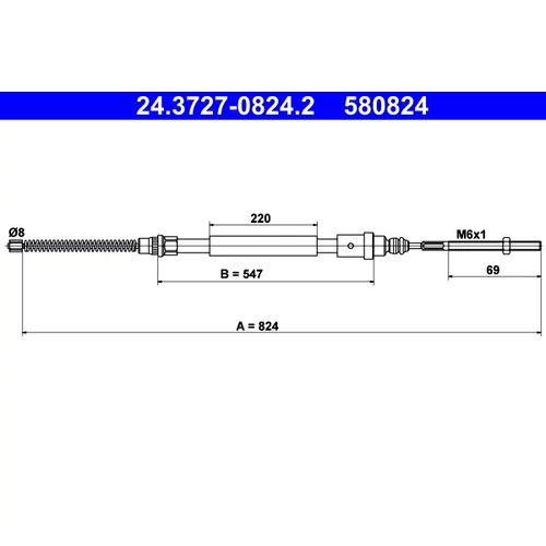 Ťažné lanko parkovacej brzdy ATE 24.3727-0824.2