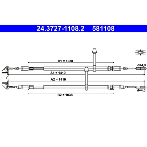 Ťažné lanko parkovacej brzdy ATE 24.3727-1108.2