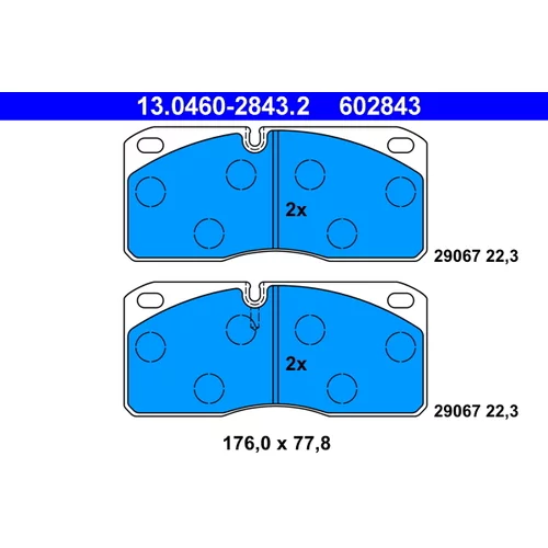 Sada brzdových platničiek kotúčovej brzdy ATE 13.0460-2843.2