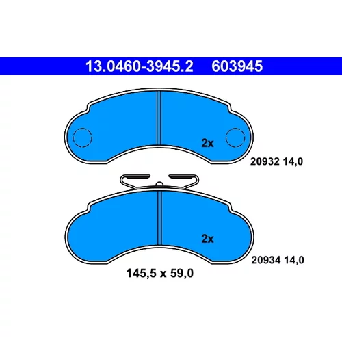 Sada brzdových platničiek kotúčovej brzdy ATE 13.0460-3945.2