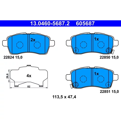 Sada brzdových platničiek kotúčovej brzdy ATE 13.0460-5687.2