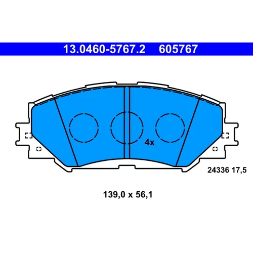 Sada brzdových platničiek kotúčovej brzdy ATE 13.0460-5767.2