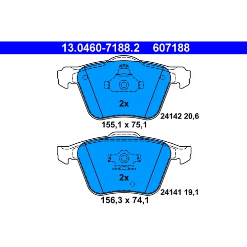 Sada brzdových platničiek kotúčovej brzdy ATE 13.0460-7188.2