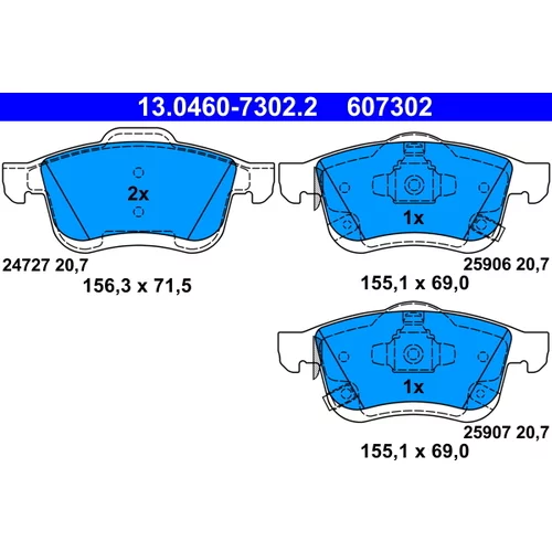 Sada brzdových platničiek kotúčovej brzdy ATE 13.0460-7302.2