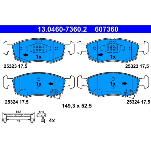 Sada brzdových platničiek kotúčovej brzdy ATE 13.0460-7360.2