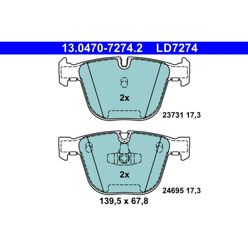 Sada brzdových platničiek kotúčovej brzdy ATE 13.0470-7274.2