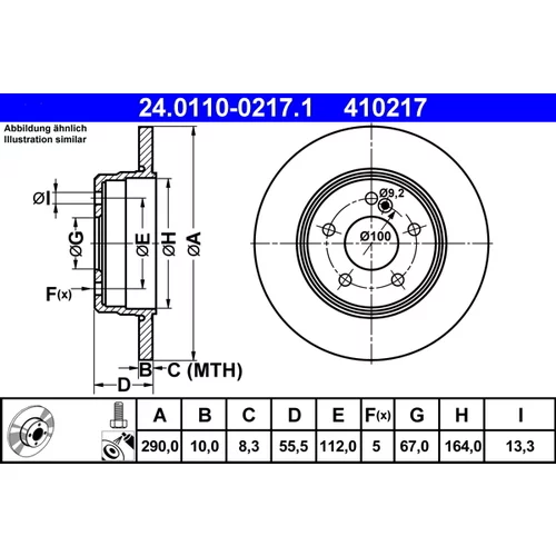 Brzdový kotúč ATE 24.0110-0217.1