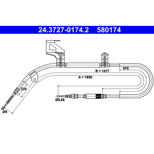 Ťažné lanko parkovacej brzdy ATE 24.3727-0174.2