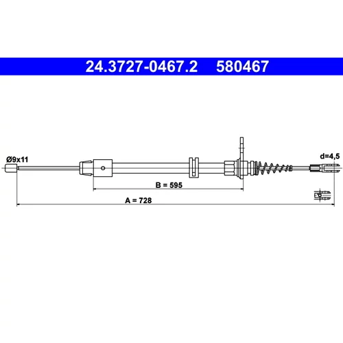 Ťažné lanko parkovacej brzdy ATE 24.3727-0467.2