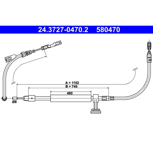 Ťažné lanko parkovacej brzdy ATE 24.3727-0470.2