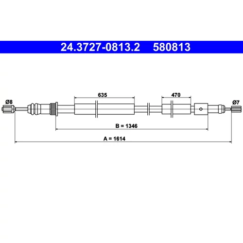 Ťažné lanko parkovacej brzdy ATE 24.3727-0813.2