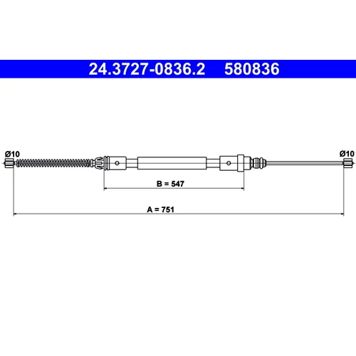 Ťažné lanko parkovacej brzdy ATE 24.3727-0836.2
