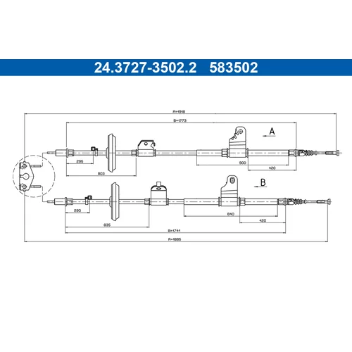 Ťažné lanko parkovacej brzdy ATE 24.3727-3502.2