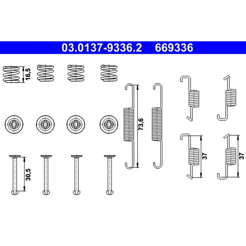 Sada príslušenstva čeľustí parkovacej brzdy ATE 03.0137-9336.2