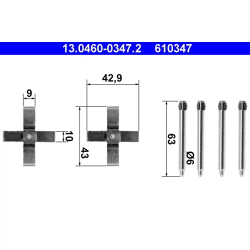 Sada príslušenstva obloženia kotúčovej brzdy ATE 13.0460-0347.2