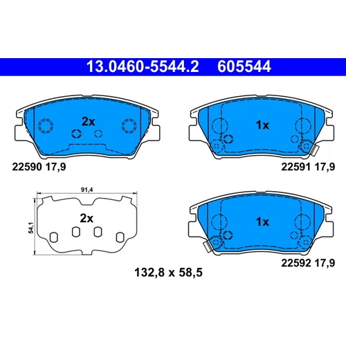 Sada brzdových platničiek kotúčovej brzdy ATE 13.0460-5544.2