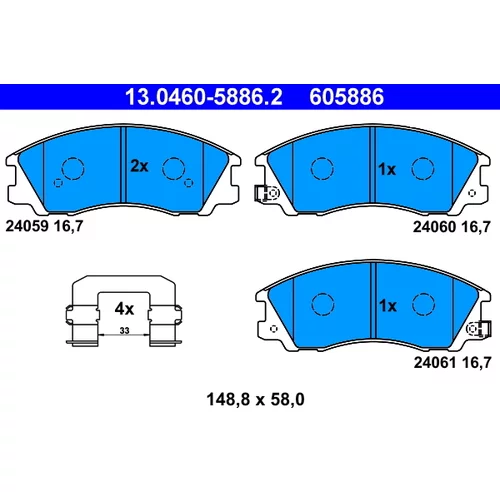 Sada brzdových platničiek kotúčovej brzdy ATE 13.0460-5886.2