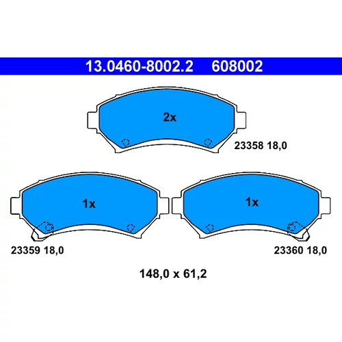 Sada brzdových platničiek kotúčovej brzdy ATE 13.0460-8002.2