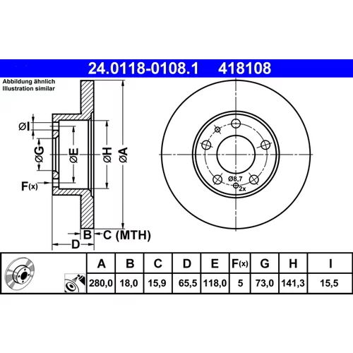 Brzdový kotúč ATE 24.0118-0108.1