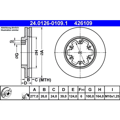 Brzdový kotúč ATE 24.0126-0109.1