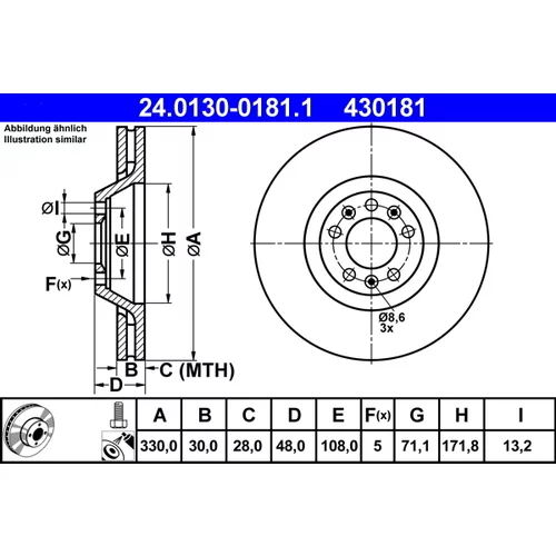 Brzdový kotúč ATE 24.0130-0181.1