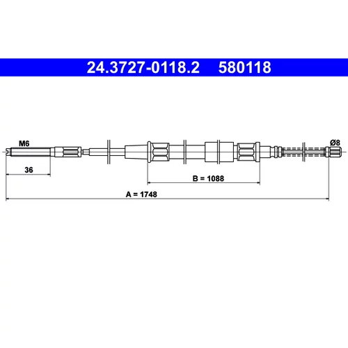 Ťažné lanko parkovacej brzdy ATE 24.3727-0118.2