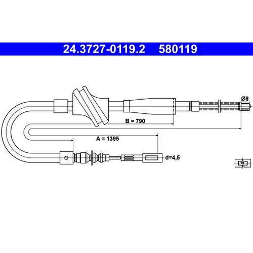 Ťažné lanko parkovacej brzdy ATE 24.3727-0119.2