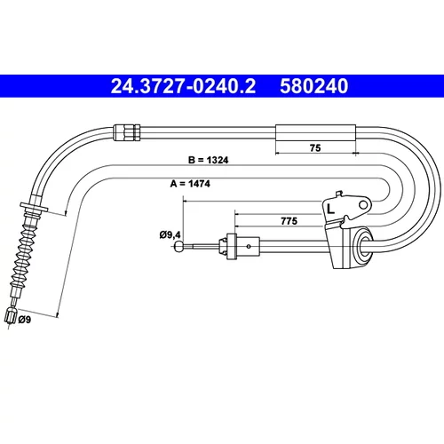 Ťažné lanko parkovacej brzdy ATE 24.3727-0240.2