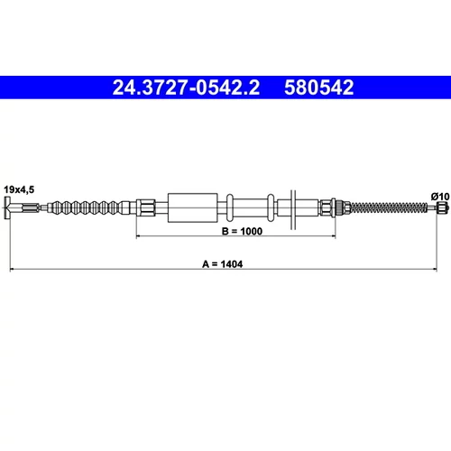 Ťažné lanko parkovacej brzdy ATE 24.3727-0542.2