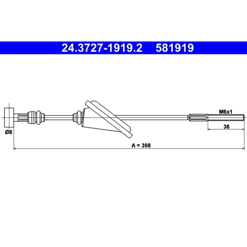 Ťažné lanko parkovacej brzdy 24.3727-1919.2 /ATE/