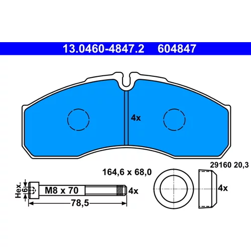 Sada brzdových platničiek kotúčovej brzdy ATE 13.0460-4847.2