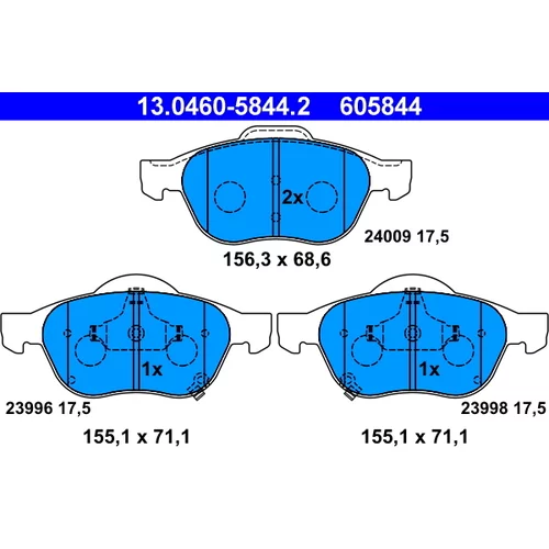 Sada brzdových platničiek kotúčovej brzdy ATE 13.0460-5844.2