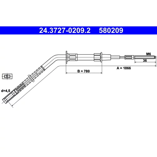 Ťažné lanko parkovacej brzdy ATE 24.3727-0209.2
