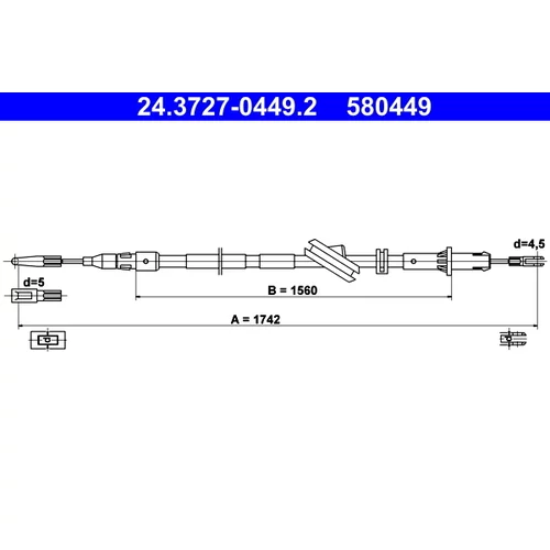 Ťažné lanko parkovacej brzdy ATE 24.3727-0449.2
