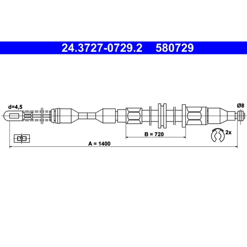 Ťažné lanko parkovacej brzdy ATE 24.3727-0729.2