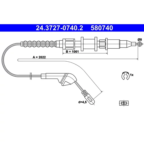 Ťažné lanko parkovacej brzdy ATE 24.3727-0740.2