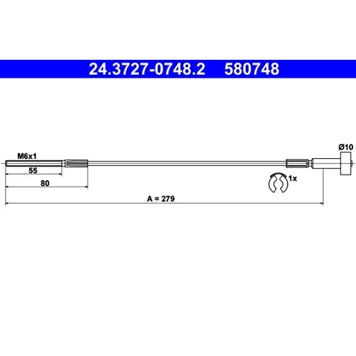 Ťažné lanko parkovacej brzdy ATE 24.3727-0748.2