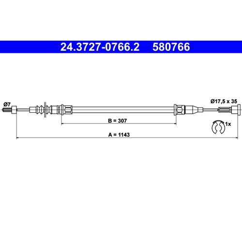 Ťažné lanko parkovacej brzdy ATE 24.3727-0766.2