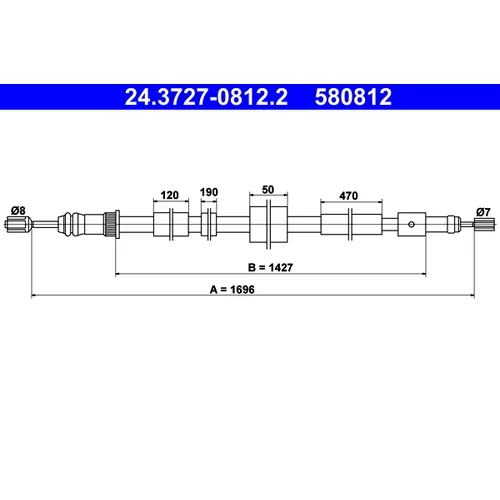 Ťažné lanko parkovacej brzdy ATE 24.3727-0812.2