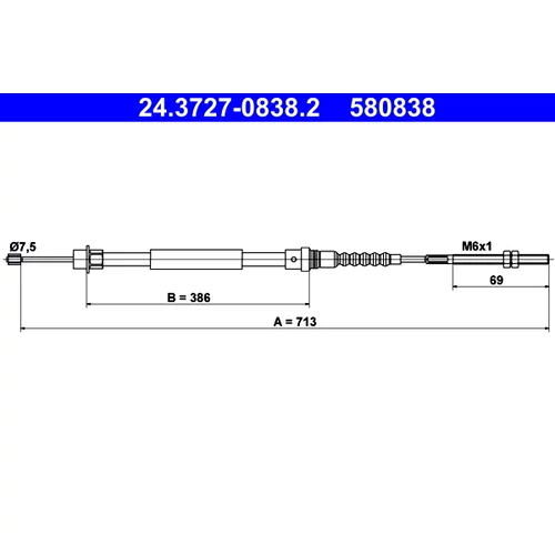 Ťažné lanko parkovacej brzdy ATE 24.3727-0838.2