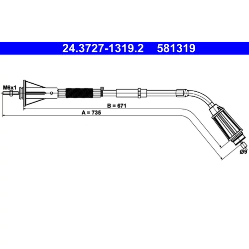 Ťažné lanko parkovacej brzdy ATE 24.3727-1319.2