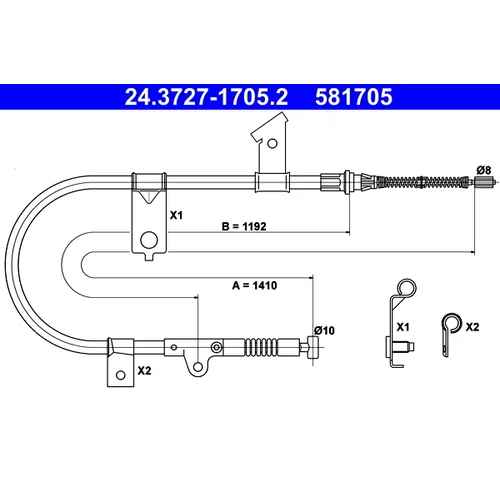 Ťažné lanko parkovacej brzdy ATE 24.3727-1705.2