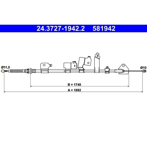 Ťažné lanko parkovacej brzdy ATE 24.3727-1942.2