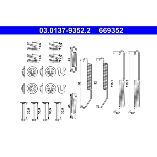 Sada príslušenstva brzdovej čeľuste ATE 03.0137-9352.2