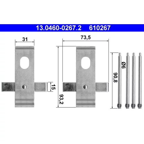 Sada príslušenstva obloženia kotúčovej brzdy ATE 13.0460-0267.2